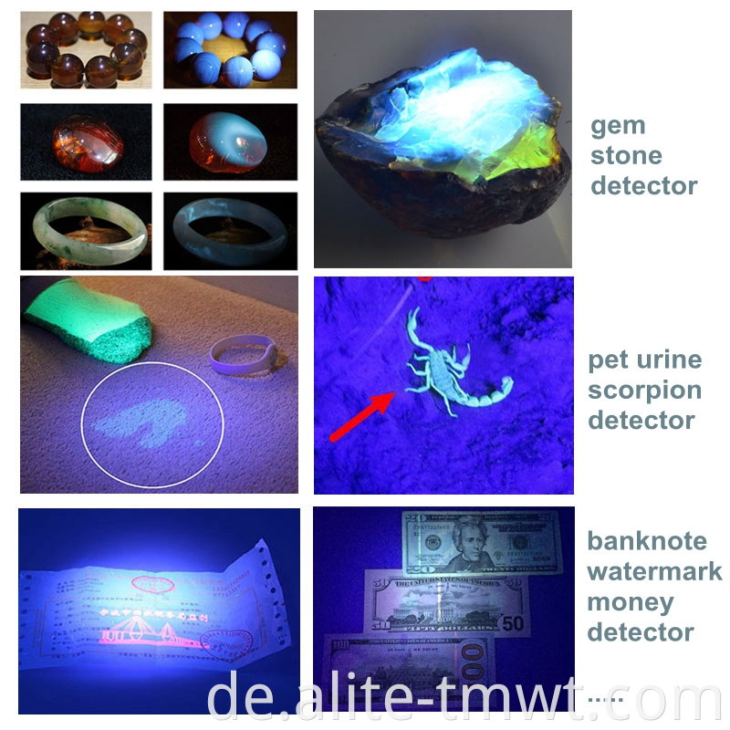 Amazon heißes Ultraviolett schwarzes Licht 365 nm UV Taschenlampe für die Emerald Erkennung